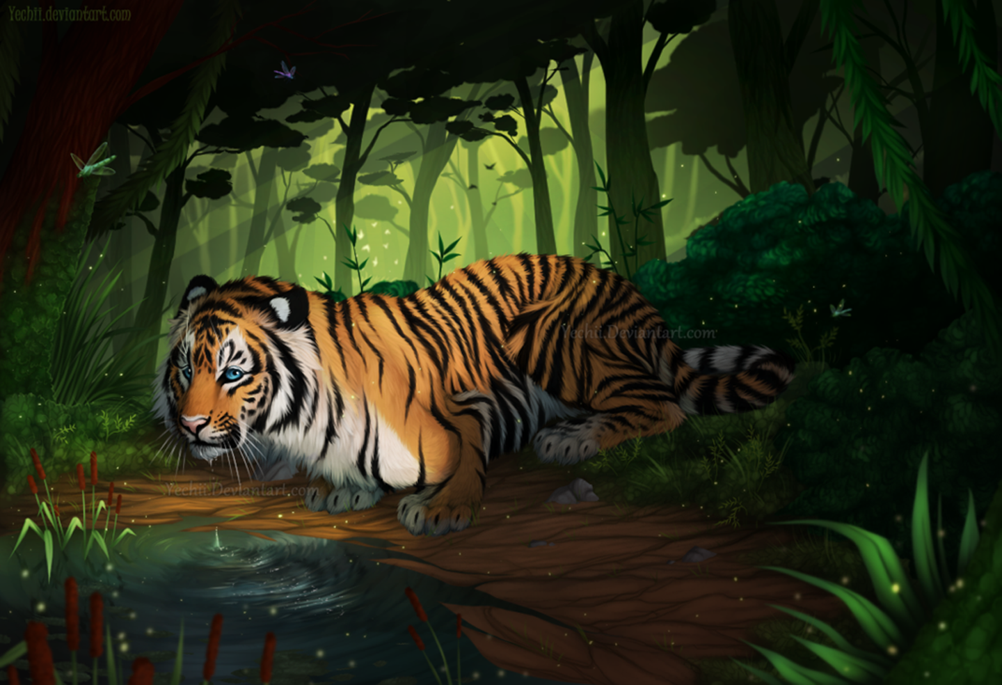 Тигр в джунглях. Тигр в лесу. Тигр на природе арт. Тигр в джунглях арт. Jungle tiger