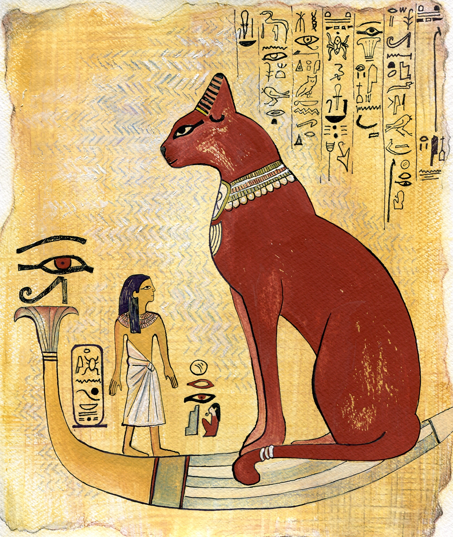 Египетская кошка древние фрески