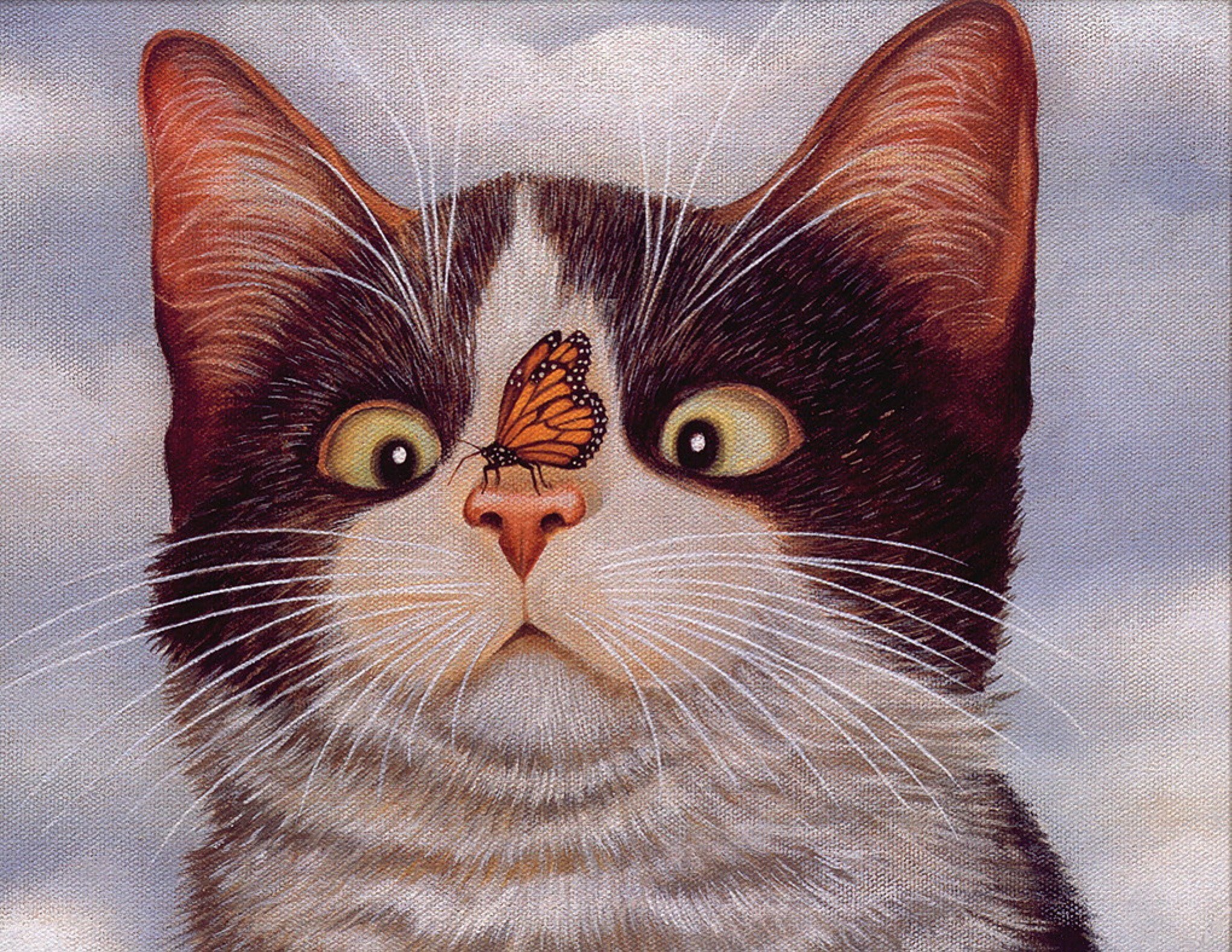 Котики фото котиков нарисовать. Lowell Herrero кошки картины. Лоуэлл Эрреро картины. АТ рисунок. Рисунки котиков.