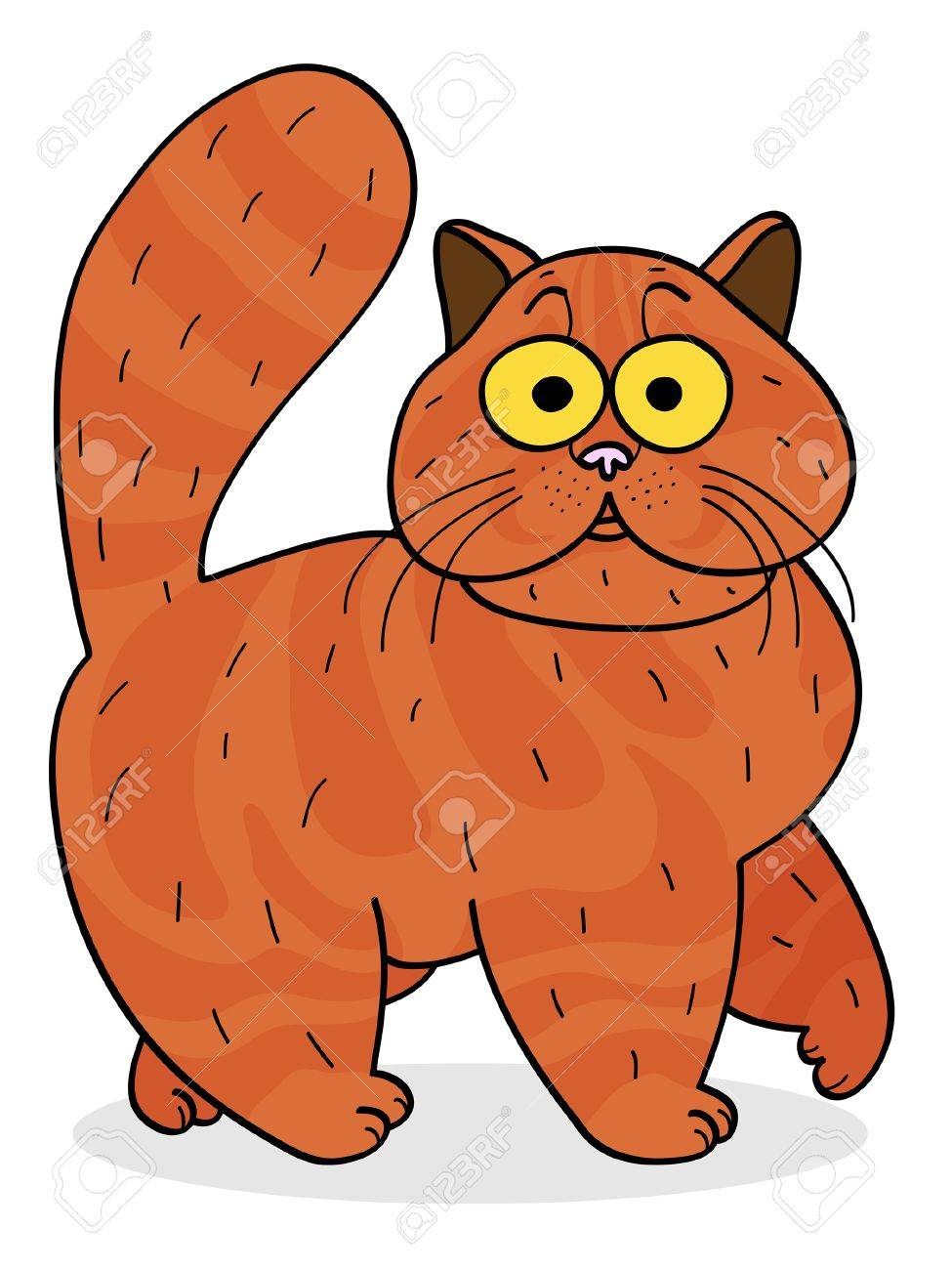 Толстый рыжий кот мультяшный