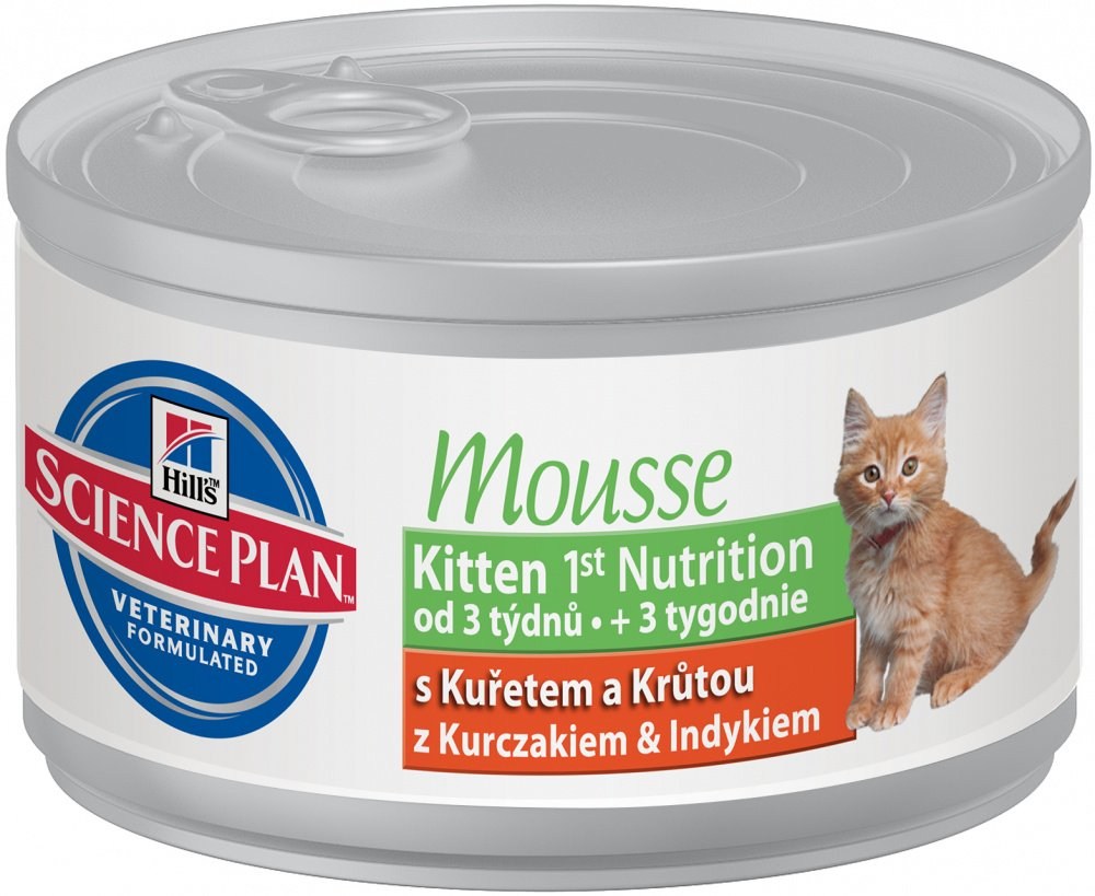 Влажный корм hill s science plan. Мусс Hill's Science Plan 1st Nutrition для котят с курицей и индейкой. Хиллс паштет для котят. Консервы для кошек мусс. Мусс для котят.