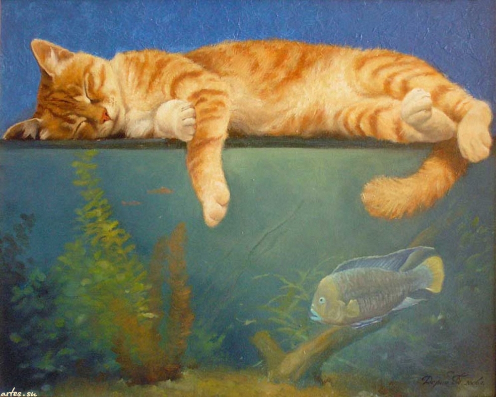 Кот с рыбой