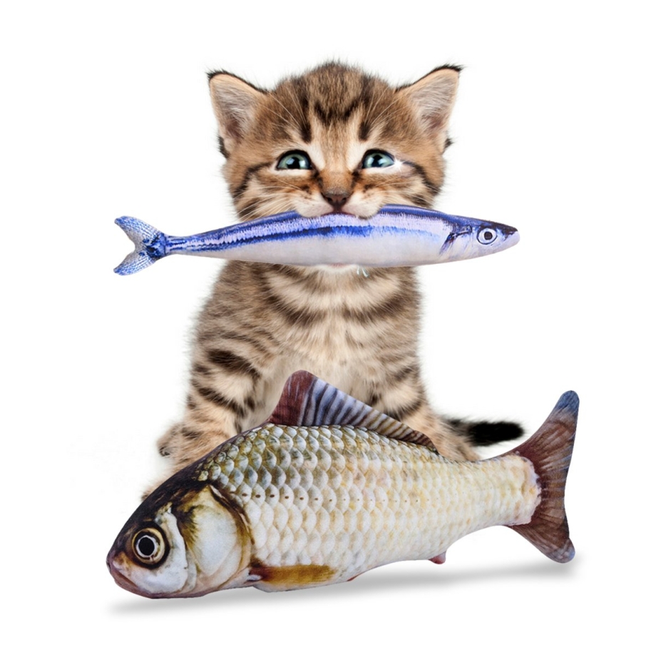 Кот с рыбкой игрушка