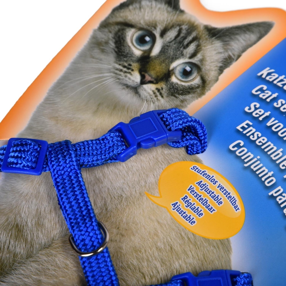 Шлейка мягкая с поводком для кошек, XL: 36–54 см, 1,20 м, чёрный
