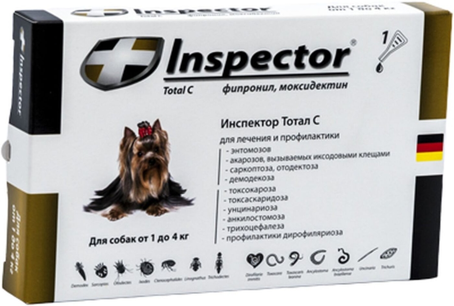 Inspector total c капли от блох, клещей и гельминтов для собак от 40 до 60 кг