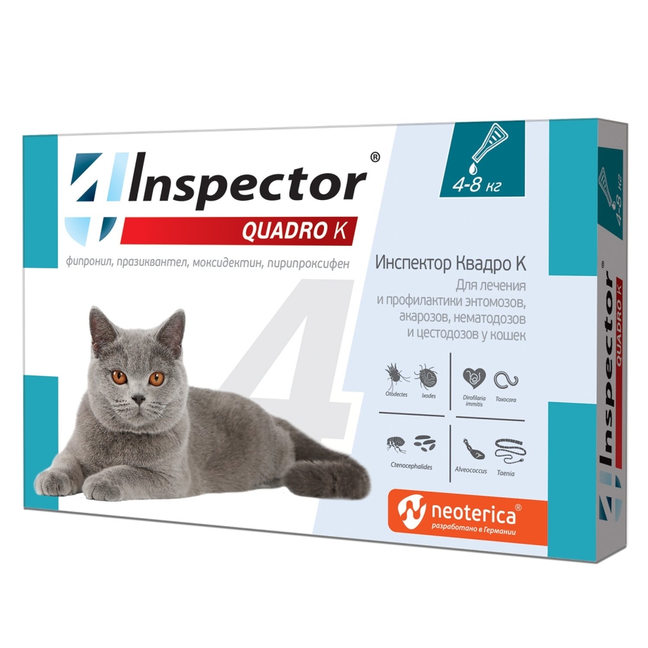Капли для кошек "Inspector Quadro" 1-4 кг от блох
