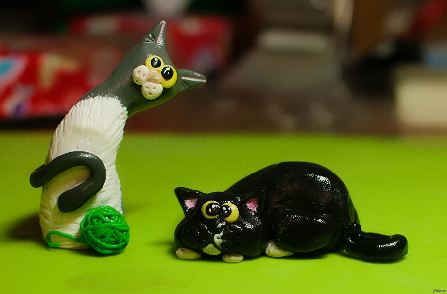 Коты из полимерной глины