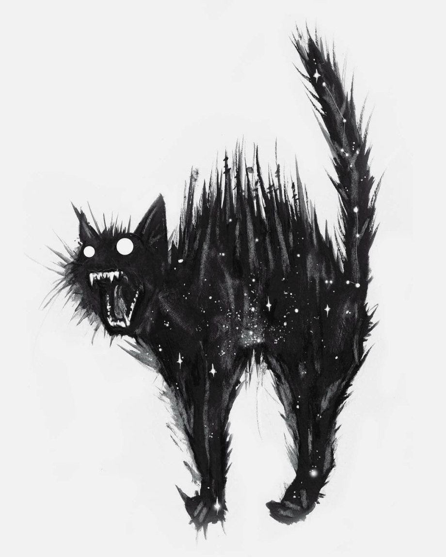 Страшная черная кошка