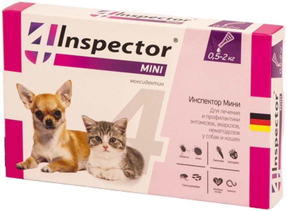 Inspector Quadro Tabs таблетки от клещей, блох, гельминтов для кошек и собак 2-8кг