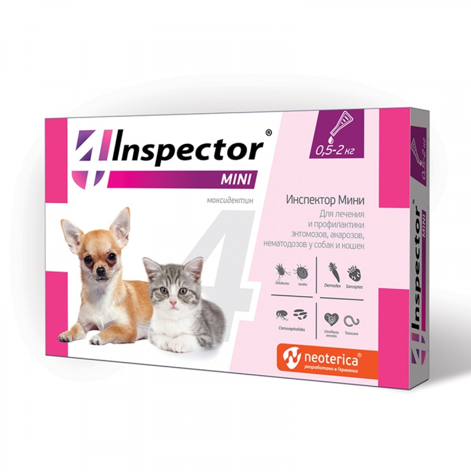 Inspector Mini капли от блох, клещей и гельминтов для кошек и собак