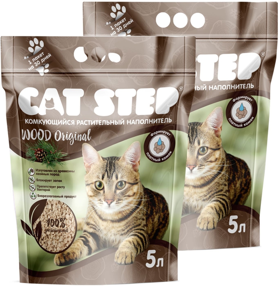 Наполнитель комкующийся растительный Cat Step Wood Original, 5 л
