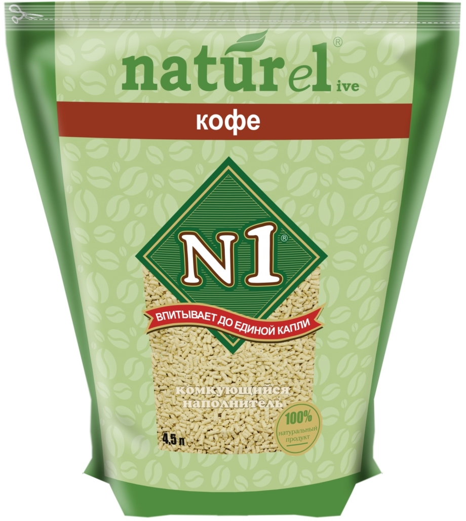Наполнитель №1 naturel зеленый чай комкующийся древесный