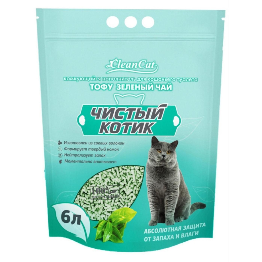 Наполнитель комкующийся "чистый котик" оригинал 6л (тофу)