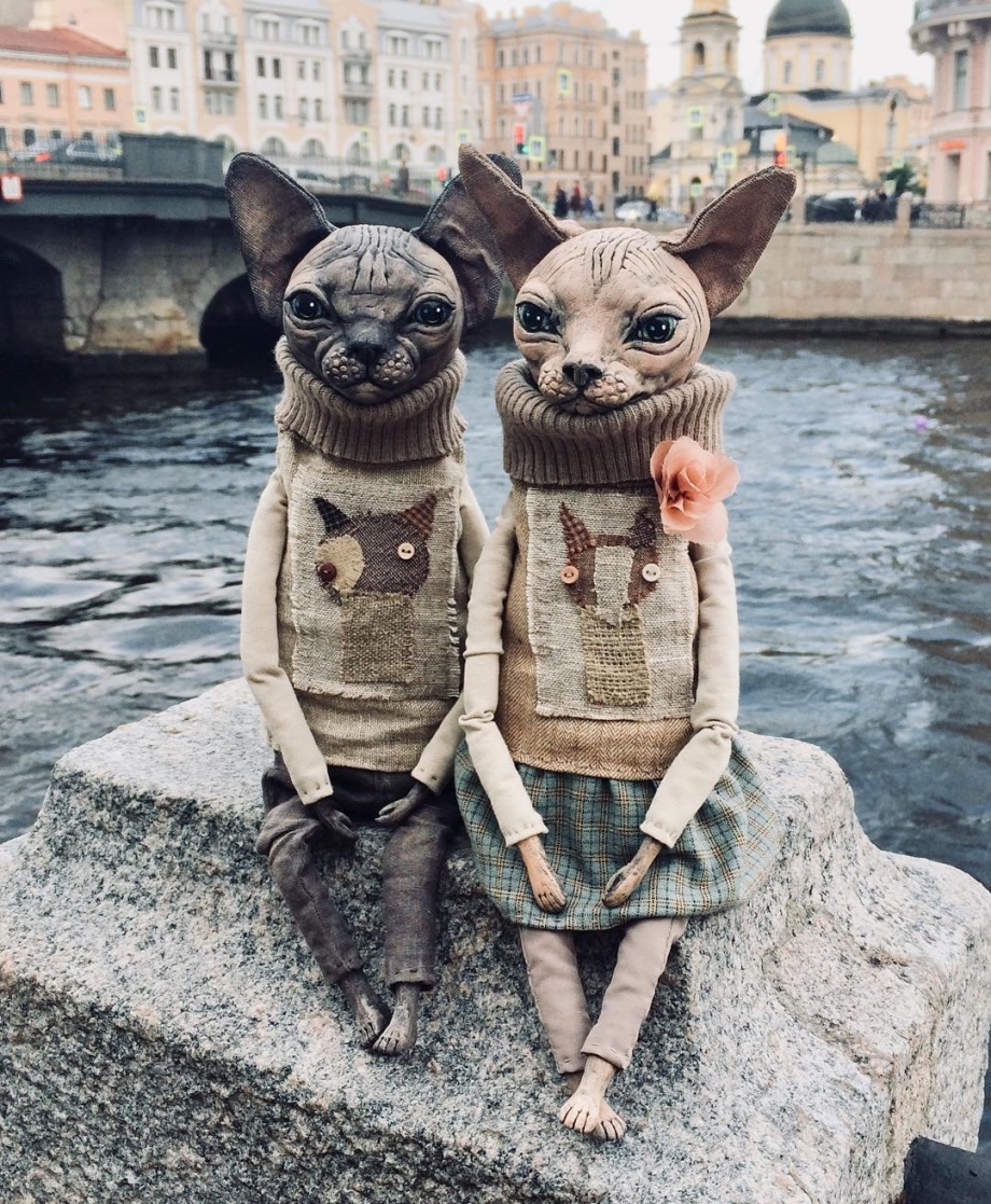 Куклы-кошки Петербургской художницы Елены Алехиной