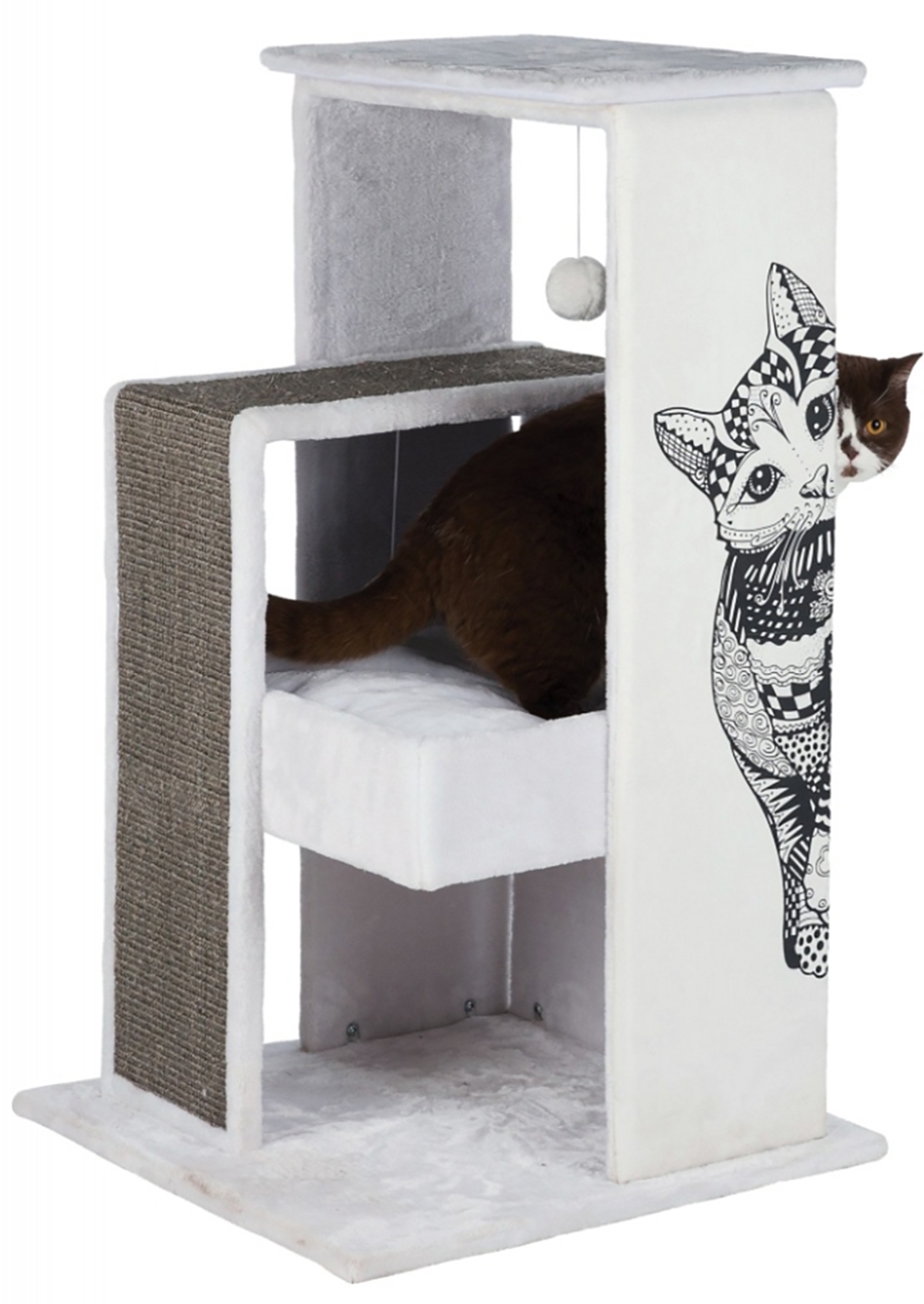 Домик для кошек Trixie Maria scratching Post 58х58х101см бело-серый