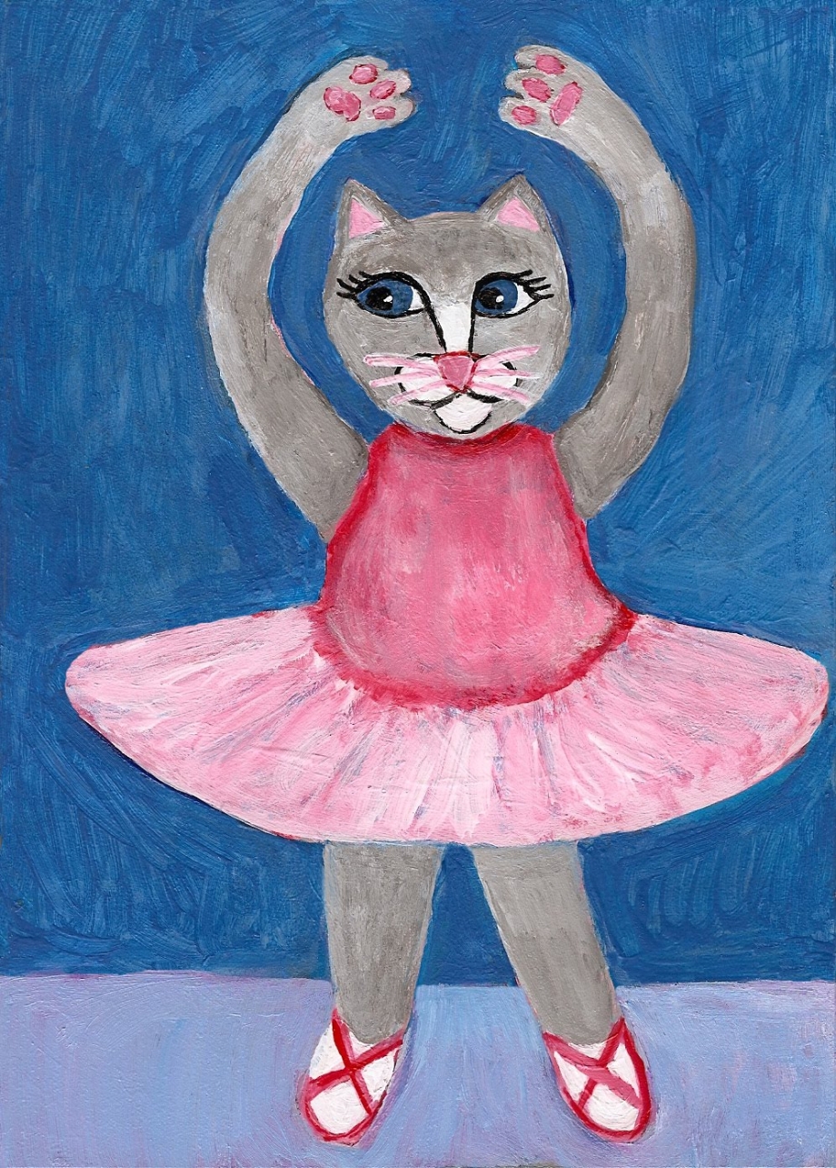 Кошка балерина рисунок