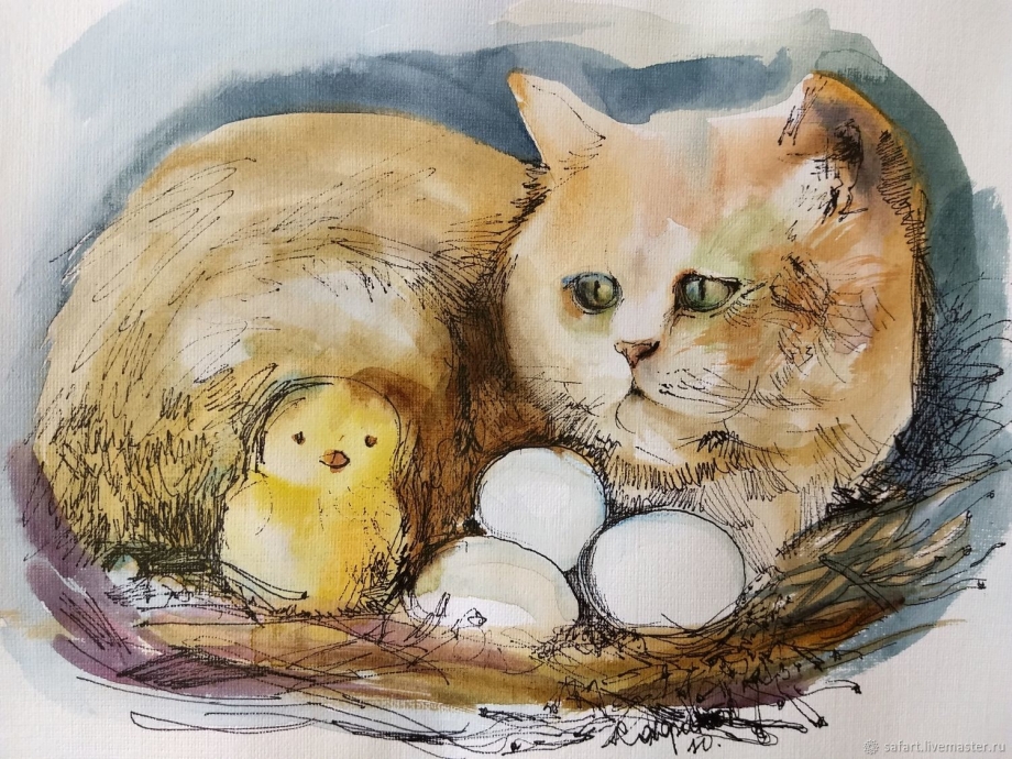 Кот в гнезде