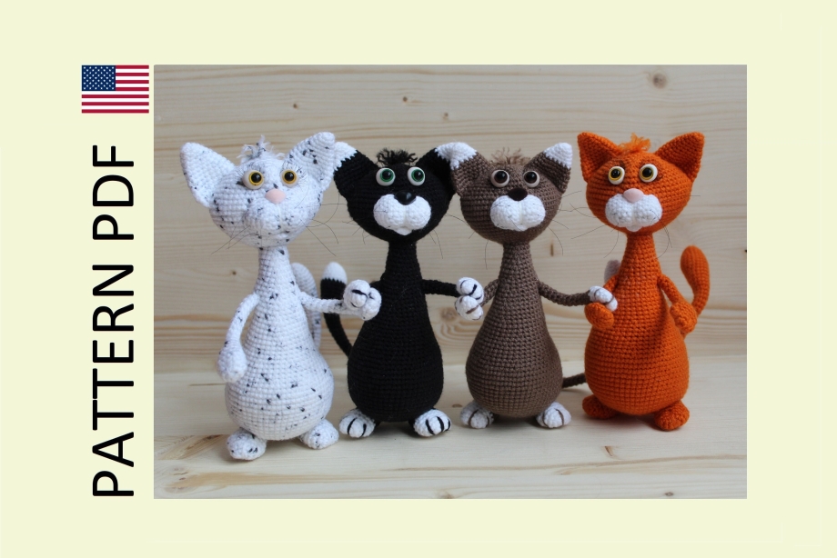 Вязаная игрушка кот