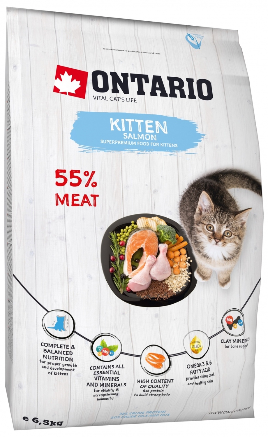 Корм для кошек Ontario с лососем 10 кг