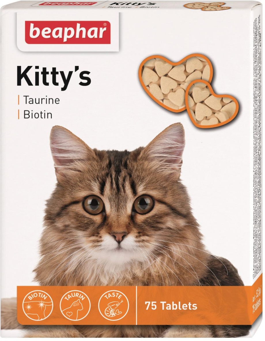 Витамины Beaphar Kitti`s Taurine/Biotine таурин+биотин, для кошек, 180 таблеток