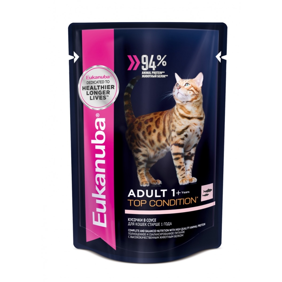 Корм для кошек Eukanuba Top condition для здоровья кожи и шерсти, с курицей 85 г