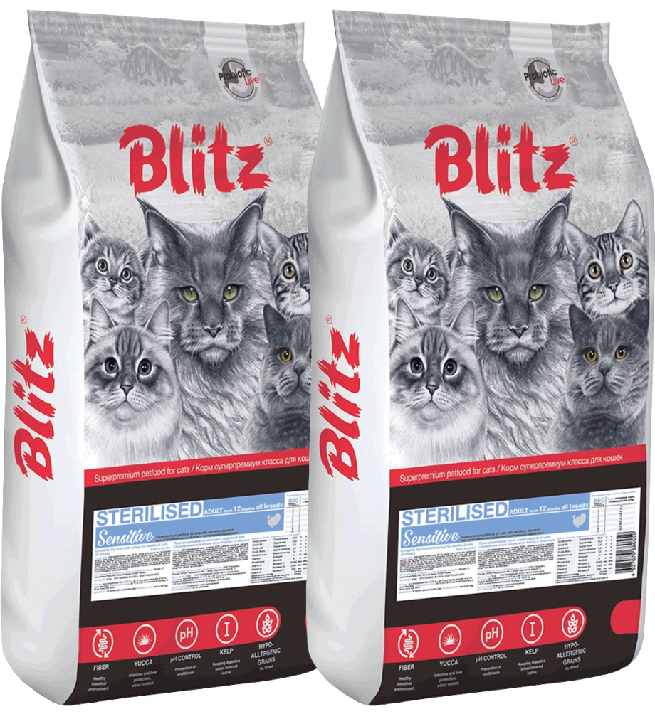 Корм для кошек Blitz (10 кг) Adult Cat Sterilised Dry