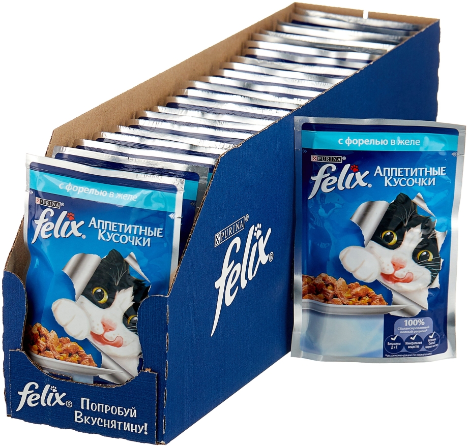 Корм д/кошек Felix желе инд 85г пауч