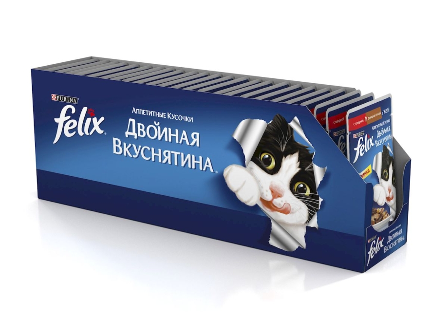 Корм для кошек Феликс сух двойной вкус 750гр