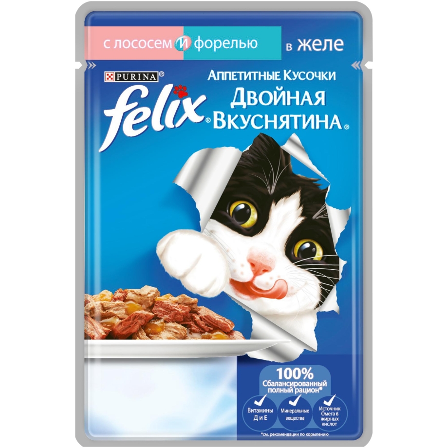 Корм для кошек Felix аппетитные кусочки с кроликом 24шт. Х 85 Г