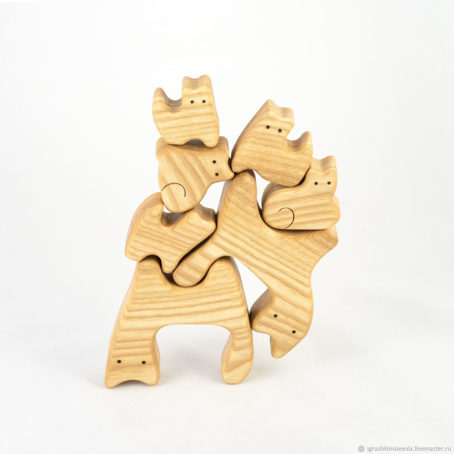 Кошачьи игрушки деревянные