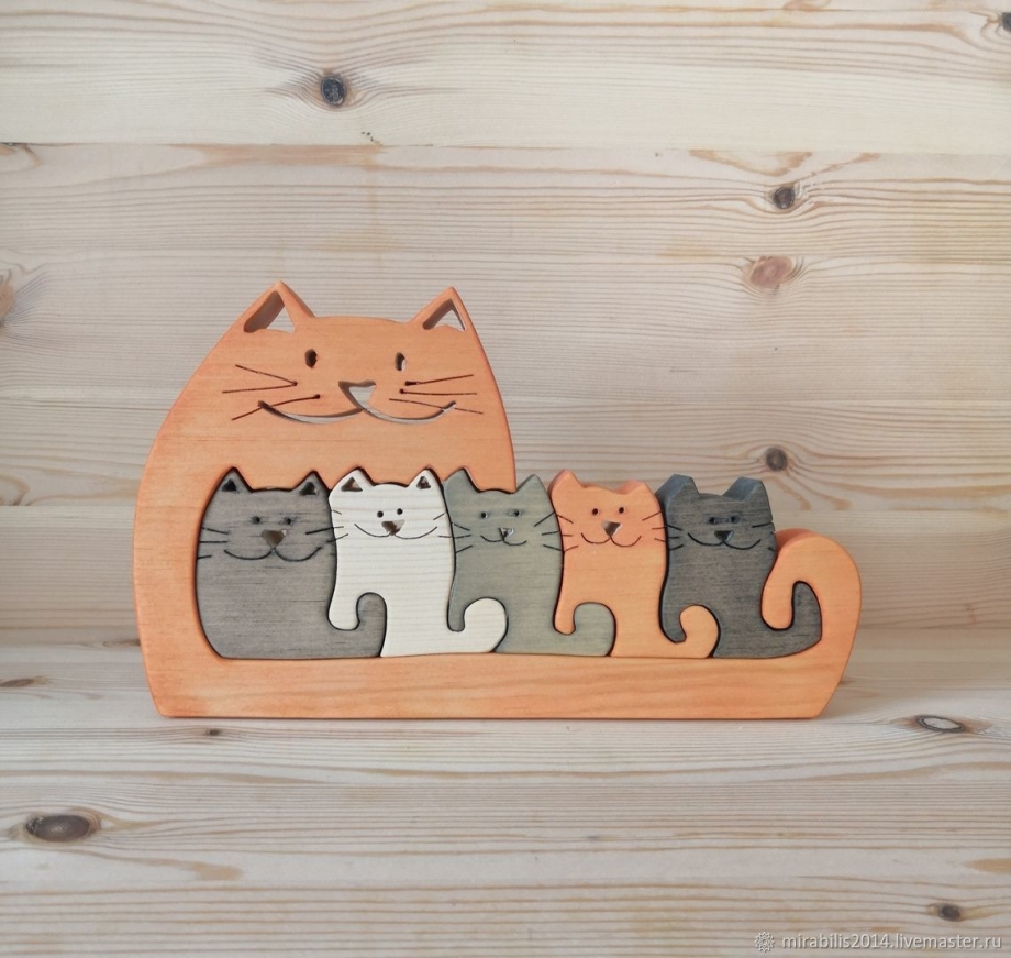 Пазлы из дерева кошки