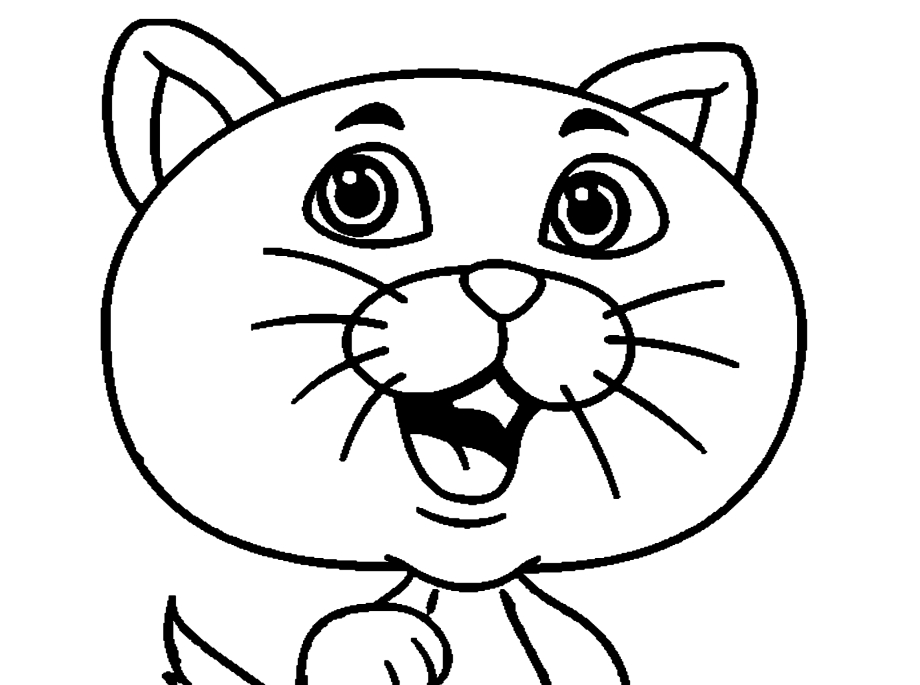 Раскраска кошечка для детей 3-4 лет
