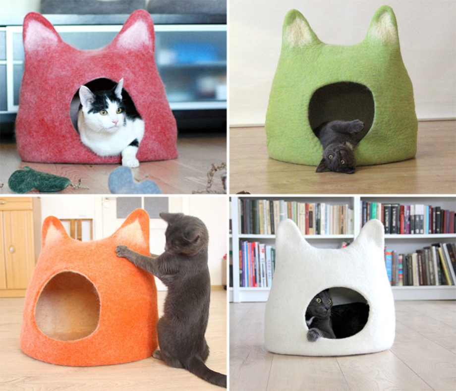 Кошачий домик из ткани