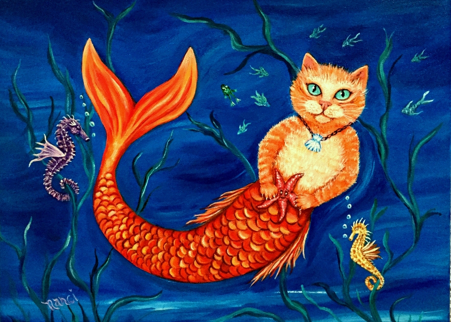 Кошка с русалочьим хвостом