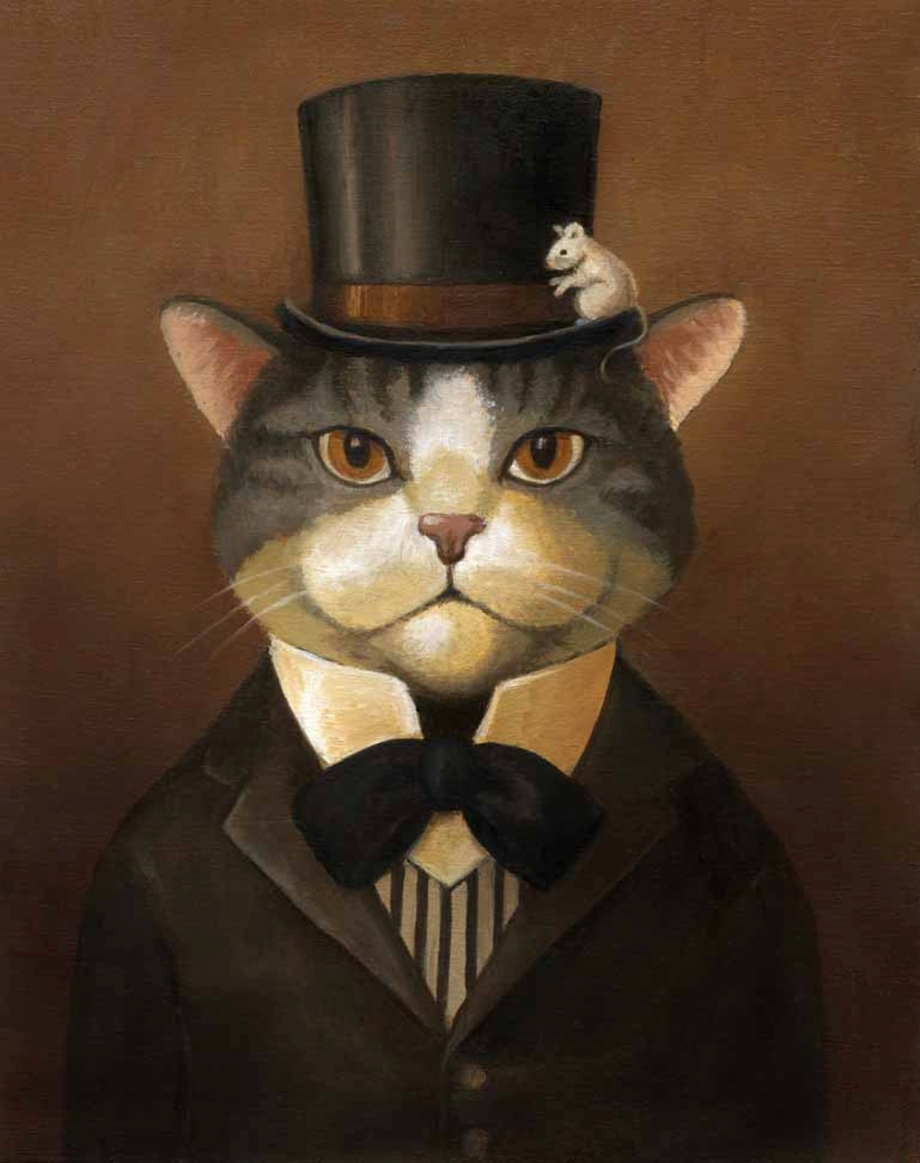 Рисованная миловидная кошка