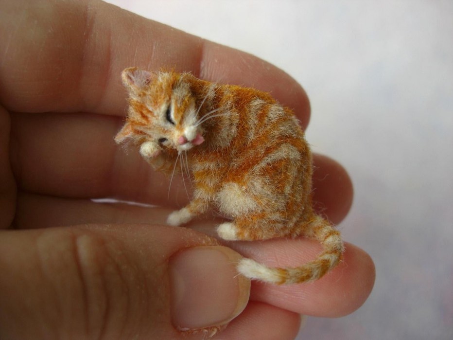 Миниатюрная кошка из шерсти