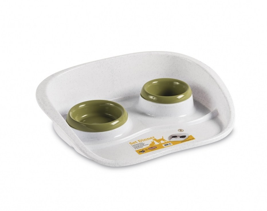 Stefanplast подставка Set dinner с мисками, 0,2 и 0,3 л, бело-синяя, Set dinner