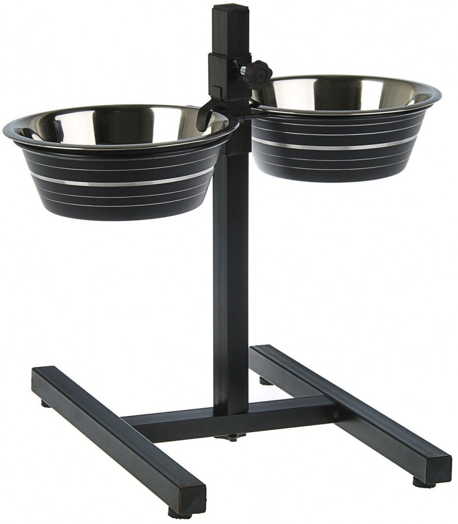 Подставка с мисками doble Diner 2*0,75л черные