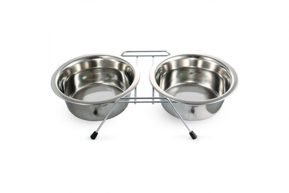 Миска 9001 металлическая на подставке, 2*0,20л, Triol