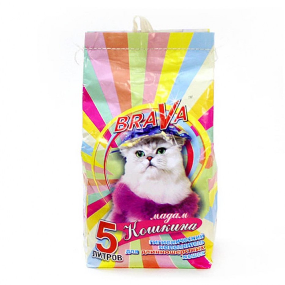 Наполнитель "Брава" д/кошек длинношерстных 5л мадам Кошкина