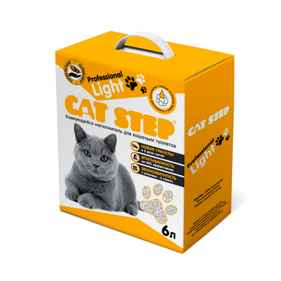 Комкующийся наполнитель Cat Step professional Light бентонитовый 6 л