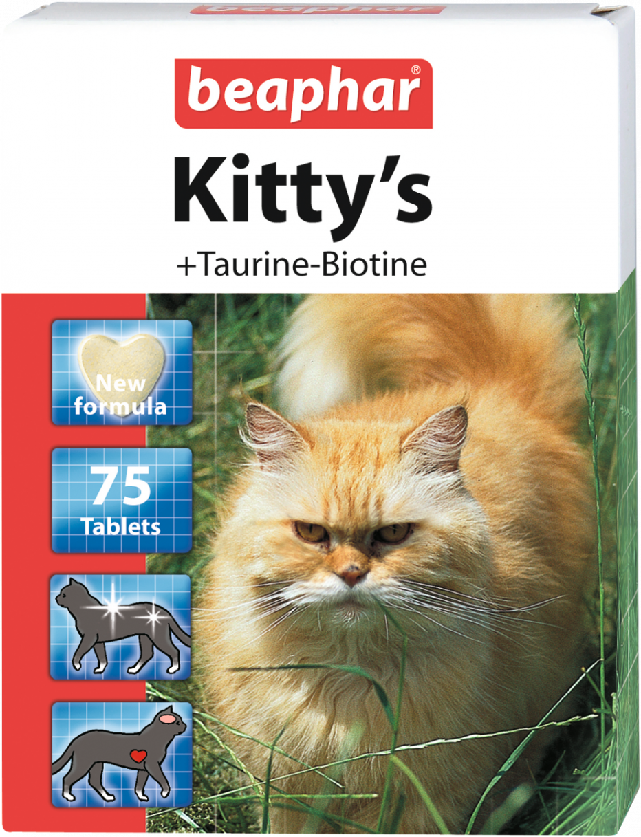 Витамины для кошек Beaphar Kitty's с таурином и биотином сердечки 750 таб