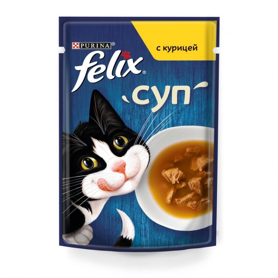 Корм для кошек Felix суп с курицей 30шт. Х 48 Г