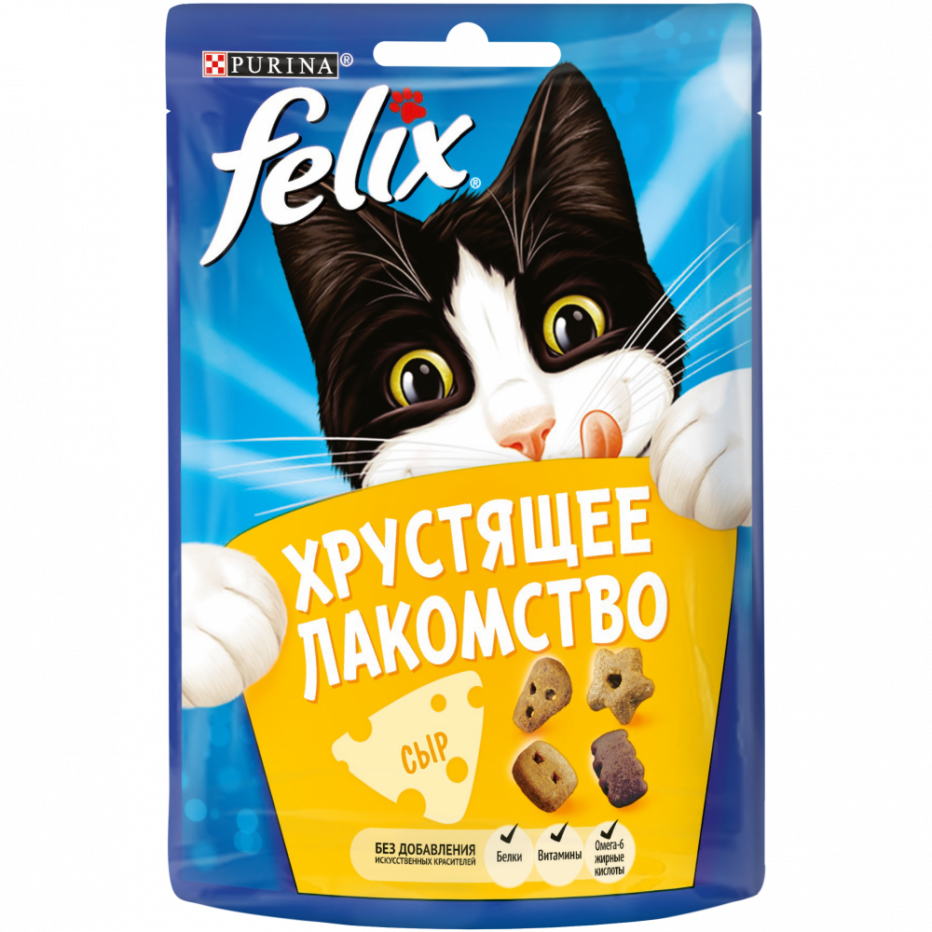 Феликс хрустящее лакомство для кошек сыр 20г