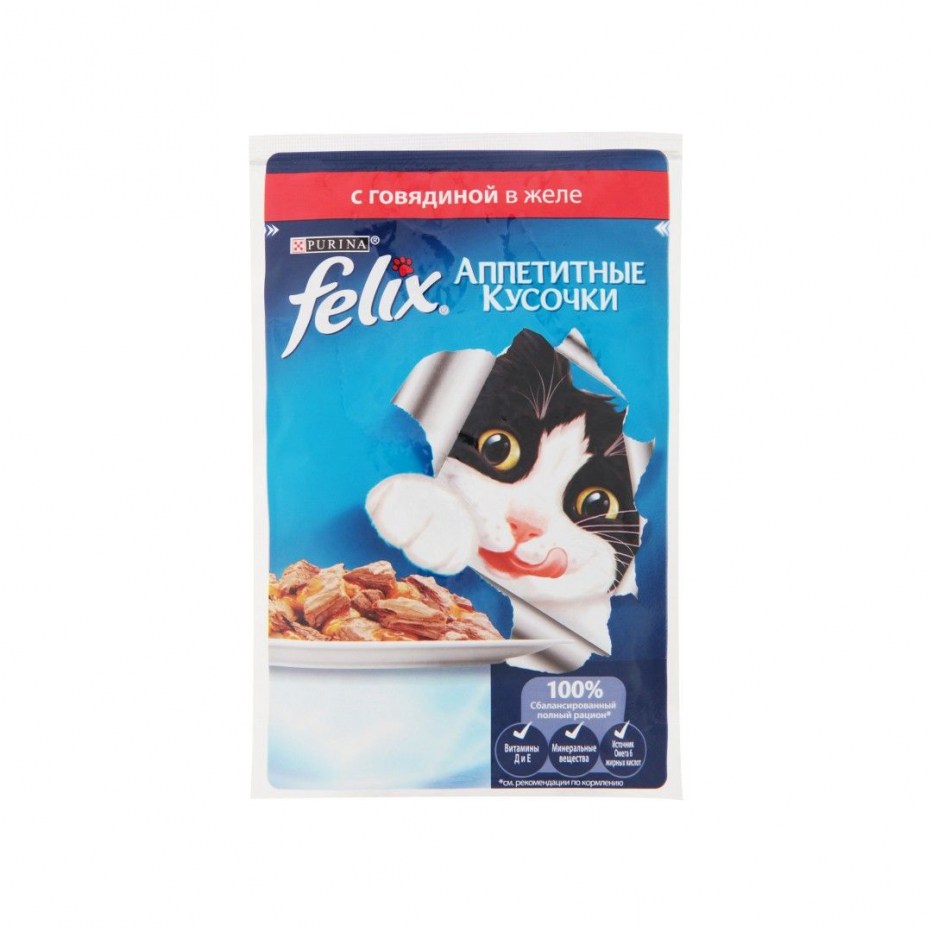 Корм д/кошек Felix желе инд 85г пауч