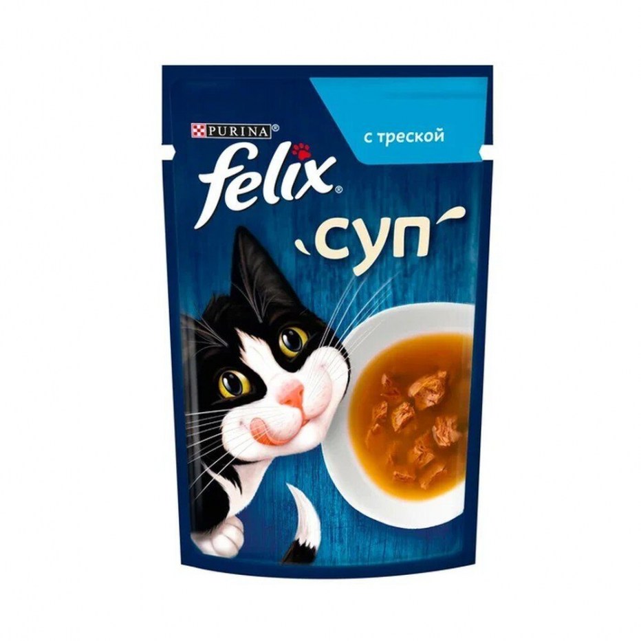 Корм для кошек Felix суп с треской 30шт. Х 48 Г