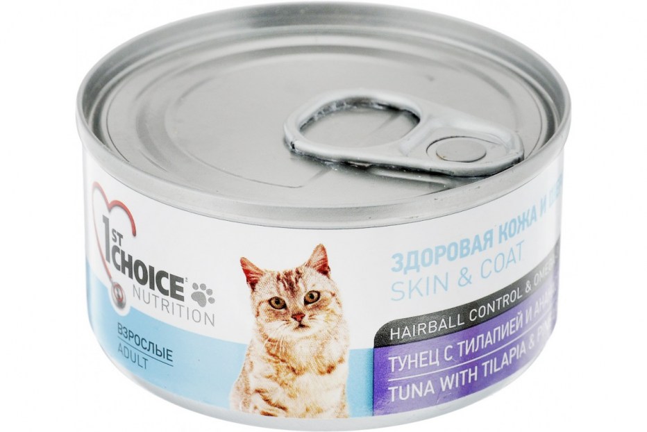 1st choice консервы для кошек, тунец с тилапией и ананасом 85г