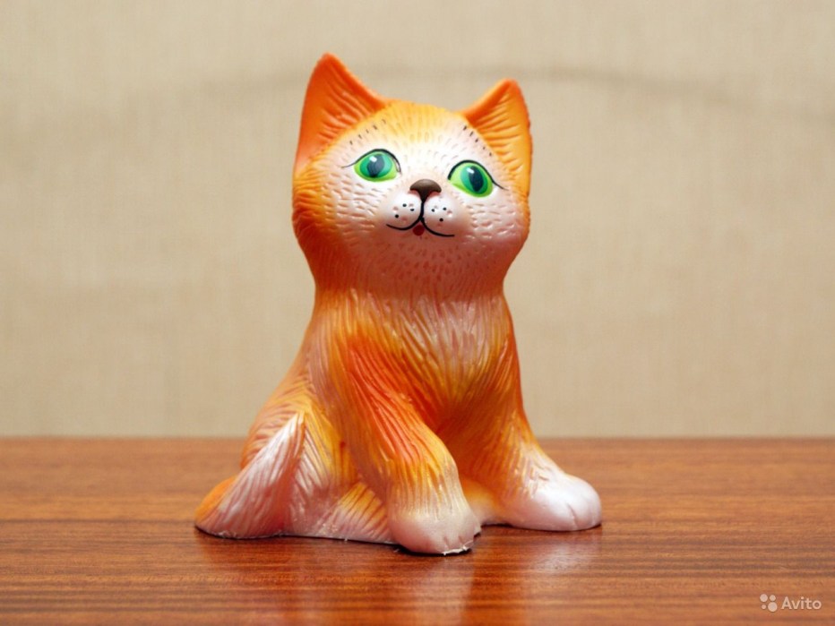 Игрушка кот с резиновым лицом