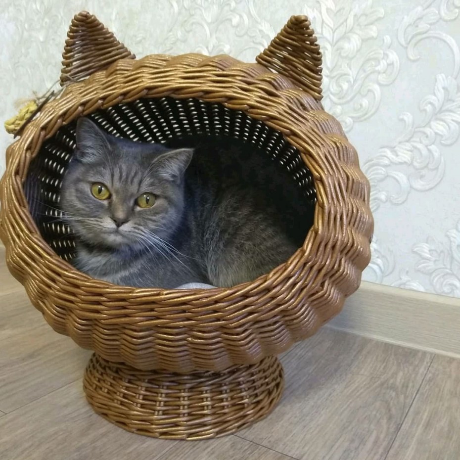 Плетеная лежанка для кошки