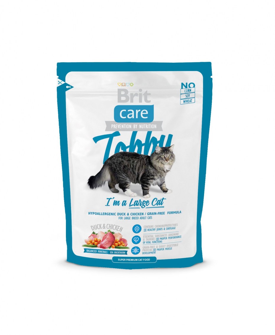 Корм для кошек Brit Care Tobby беззерновой, с уткой, с курицей 400 г